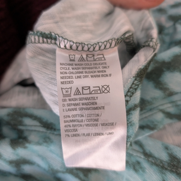 Denim&Co Green Animal Print Midi Dress Short Sleeve XXS XS Cotton Linen Blend - Picture 8 of 8